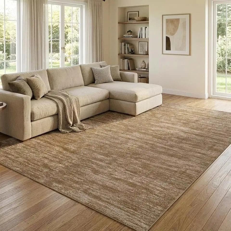 Area Rug 10x13 Rugs for Living Room Modern Solid Rug Washable Rugs Non Slip Stain Resistant Minimalist Throw Carpet Low Pile Folding Floor Cover for Farmhouse Dining Room Dorm,Taupe