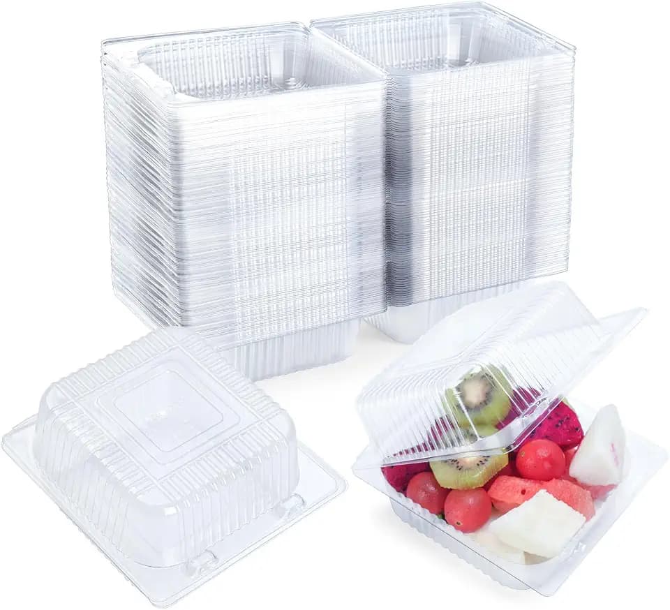 Evnlo 100 Count Heavy Duty Clear Clamshell Food Containers Hinged with Lids