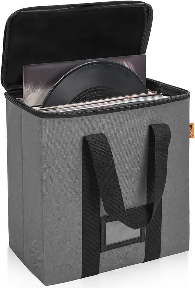 Vinyl Record Storage Box, Record Organizer Storage Bag Stores 35-50 LPs