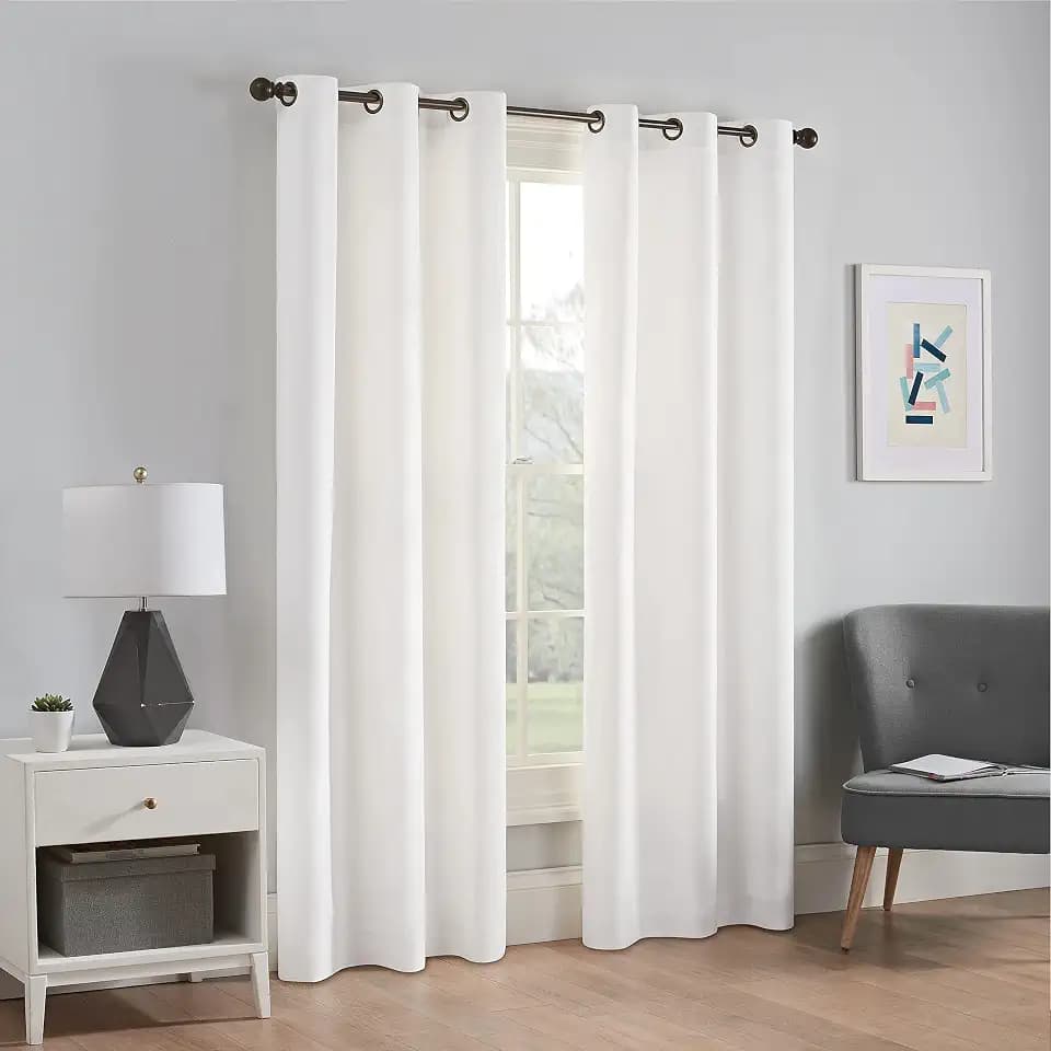 Eclipse Microfiber Total Privacy Blackout Grommet Curtain, 42x84, White