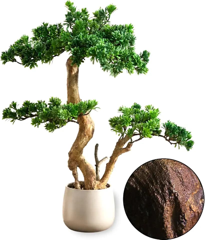 Artificial Bonsai Tree 26" Tall with Realistic Wood and Ceramic Pot, Fake Plants for Home, Bedroom and Office Desk, Japanese Decor