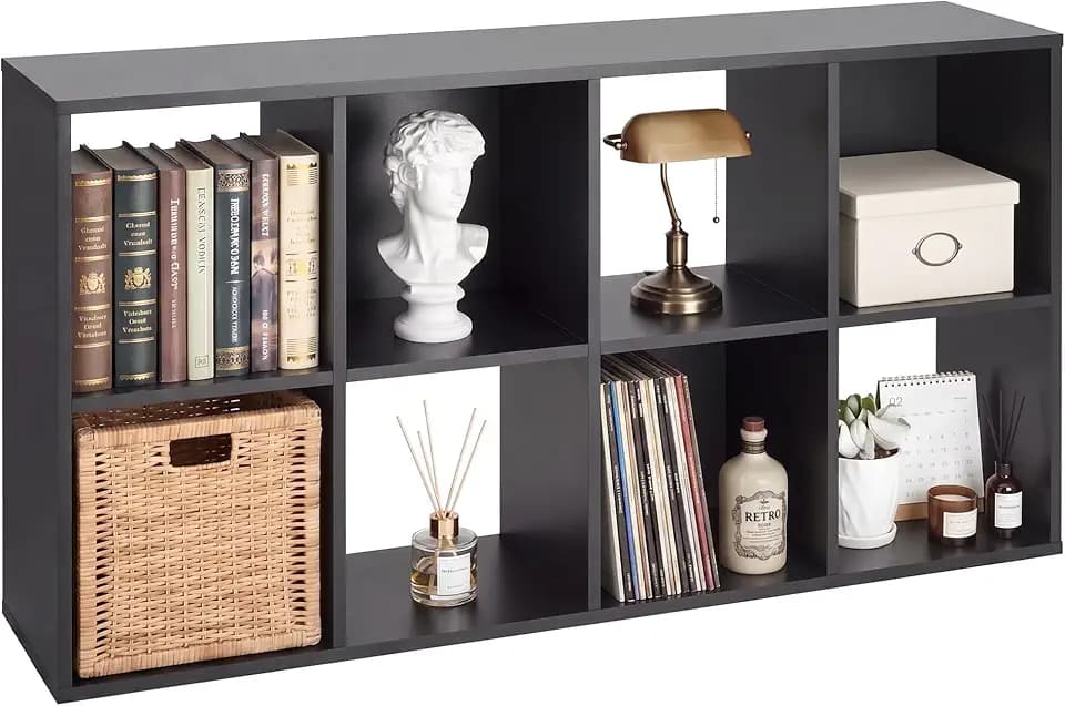 8 Cube Storage Organizer, Multifunctional Bookcase, Black Cube Bookshelf