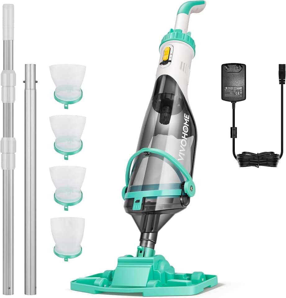VIVOHOME Kabelloser Poolsauger mit 4 Feinfilter 60 Minuten Laufzeit