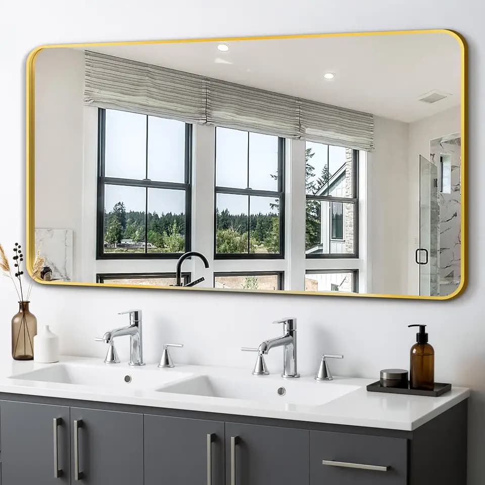 Delma Bathroom Vanity Mirror, Gold Framed Mirror for Over Sink, 50x30