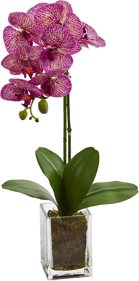 Nearly Natural 20 in Artificial Phalaenopsis Orchid Arrangement in Vase