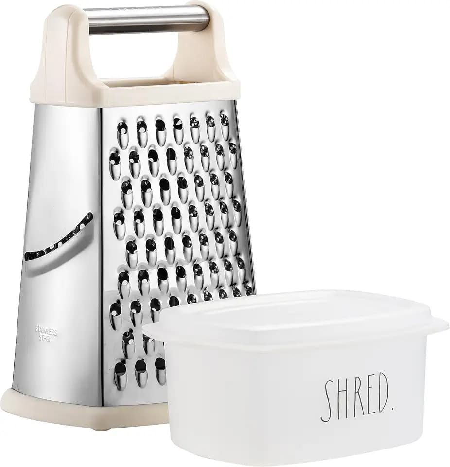 Rae Dunn Everyday Collection Multifunction Grater- Stainless Steel Grater and Zester for Cheese, Spices, Vegetables, Cream