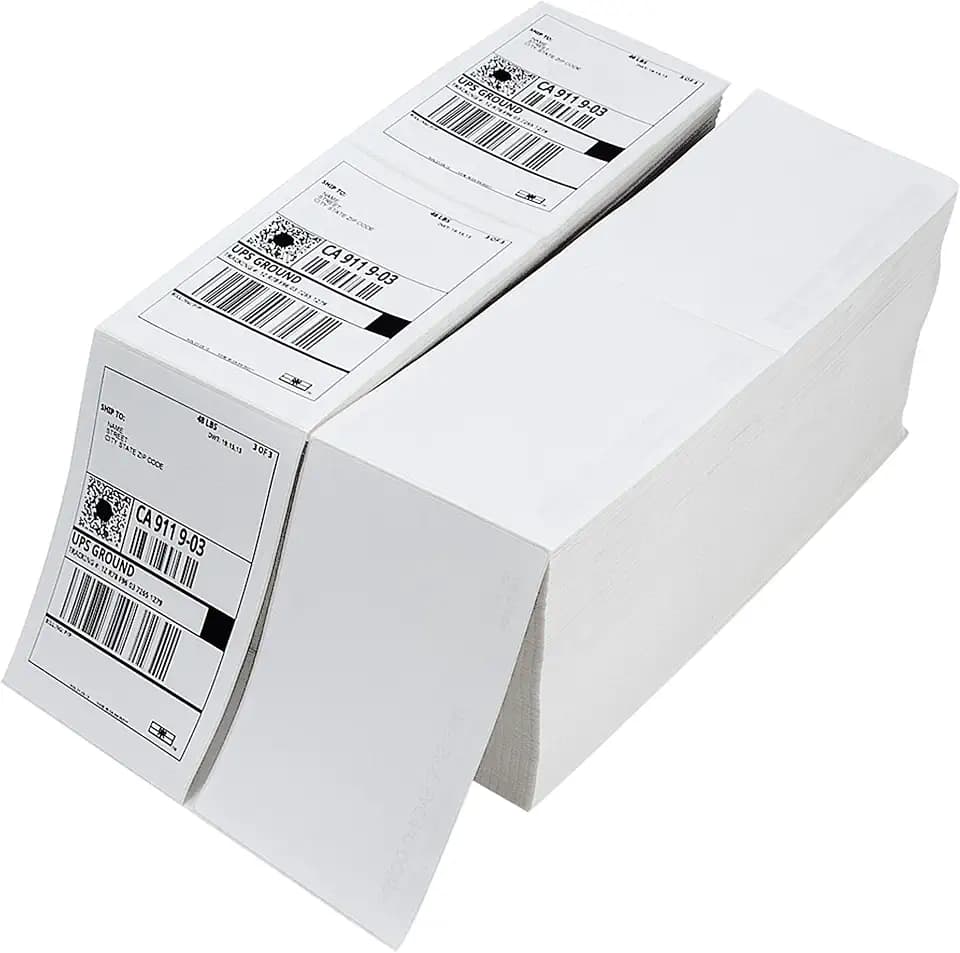 NATURALABEL 4" x 6" Fanfold Thermal Shipping Labels, 6,000 Labels, 2 Stacks