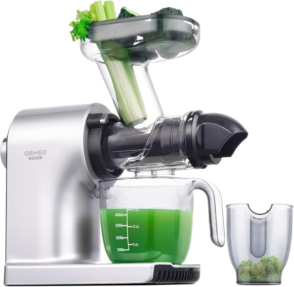 Juicer Machines,ORMEO HOME Cold Press Slow Masticating Juicers with 3.60"Large Feed Chute For Vegetable and Fruit,Easy to Clean,Quiet Motor,BPA-Free,High Juice Yield(Updated)