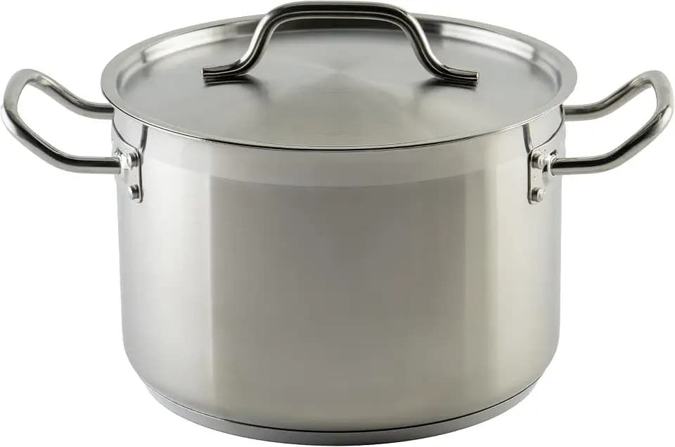 Winco Silver 8 qt Stainless Steel Stock Pot with Cover
