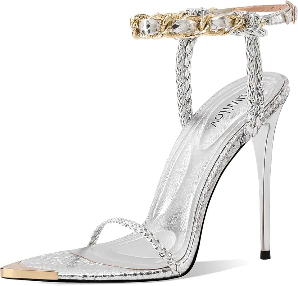 Women Heeled Sandals Strappy Open Toe Stiletto High Heels Shoes