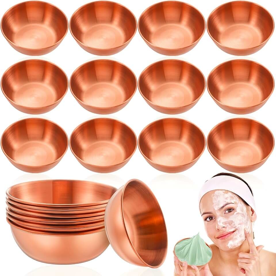 Teenyyou 12 Pcs 3.23 in Face Mask Mixing Bowl, Stainless Steel, Rose Gold