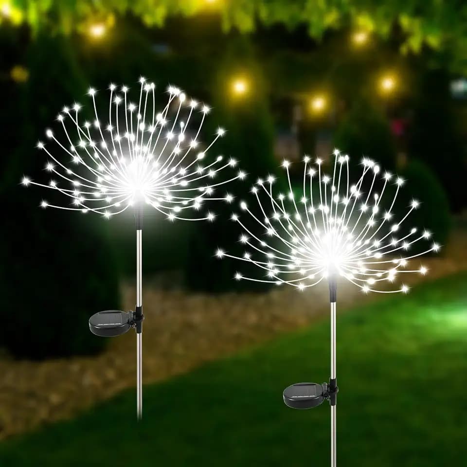 Slyuexu Solar Garden Lights Outdoor Waterproof, 2 Pack 120 LED