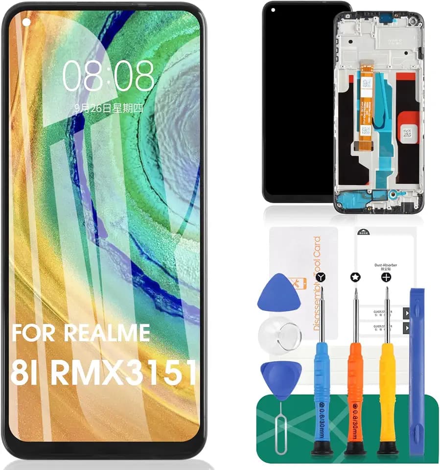 Ersatz-LCD-Display für Realme 8i Touch RMX3151 Digitizer für Realme 8i Touch RMX3151 (Schwarz, mit Rahmen)