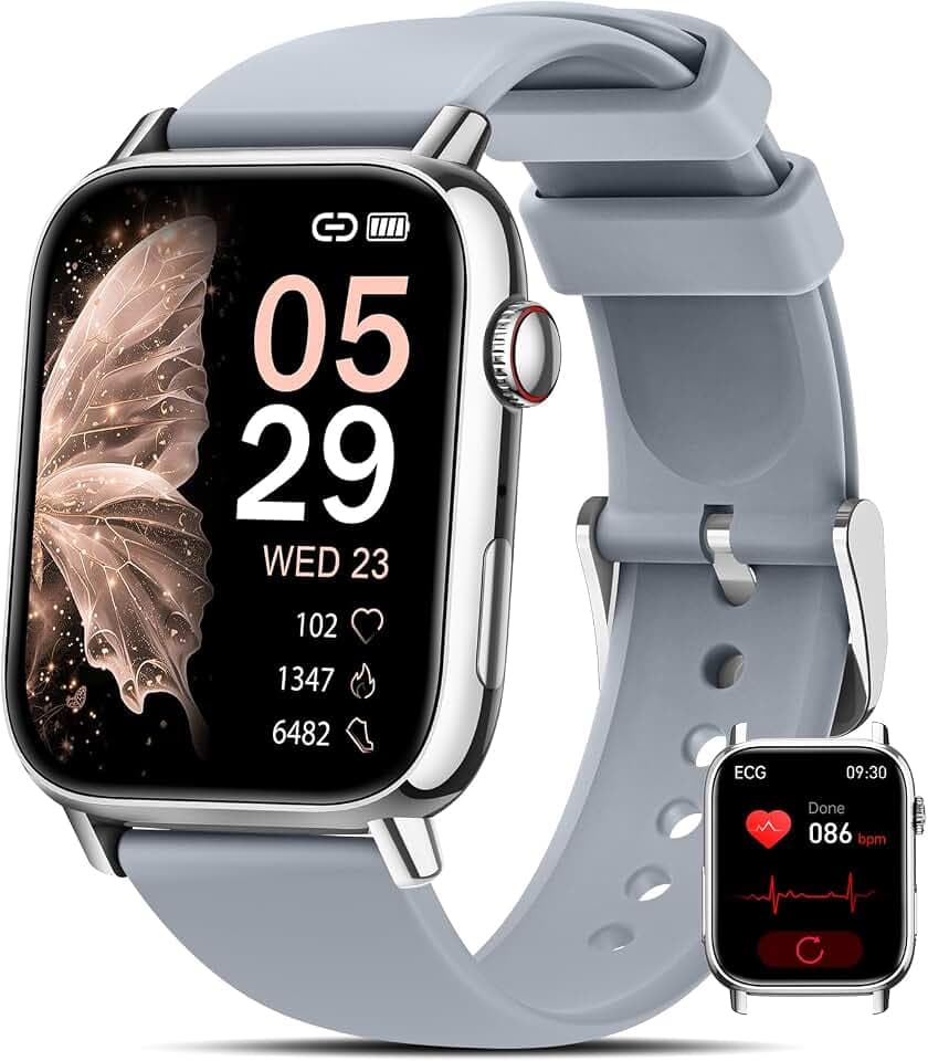 Smartwatch Damen mit Telefonfunktion, 1.75" Diamant Armbanduhr, Fitness Tracker mit Menstruationszyklus, SpO2, Pulsuhr, Schlafmonitor, 130+ Sportmodi Sportuhr Android iOS Silber Geschenk Damen