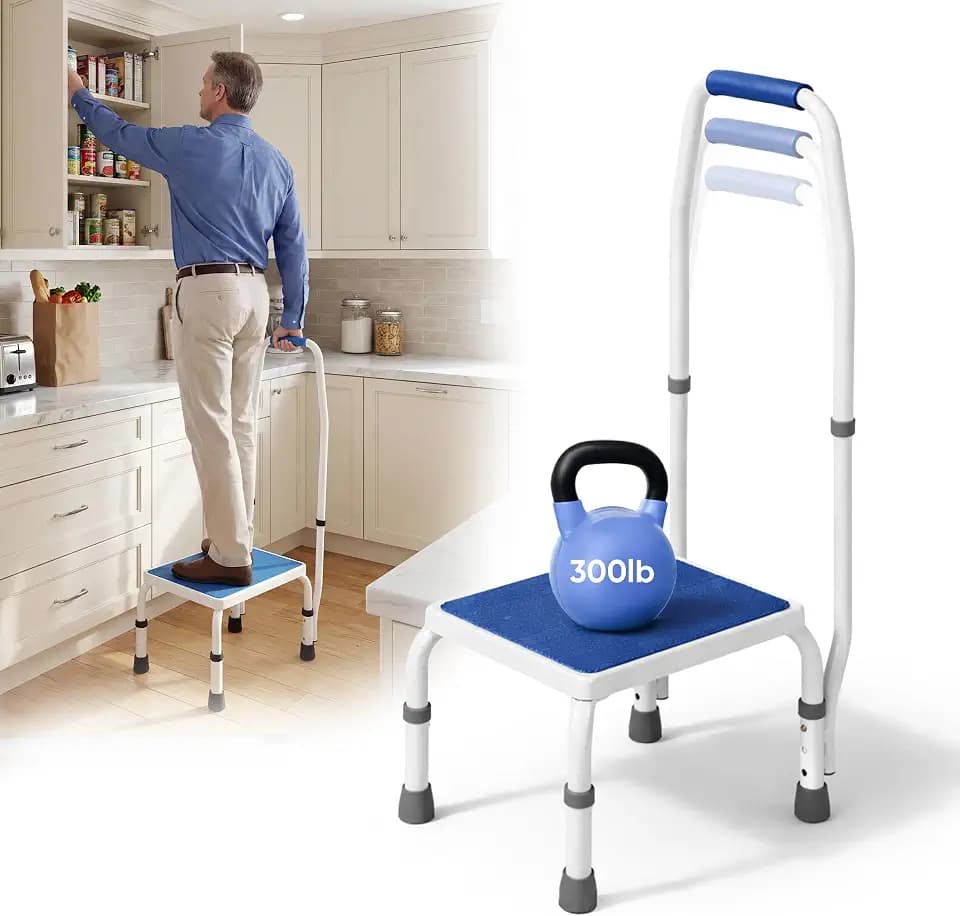 Platinum Health AdjustaStep Step Stool with Handle for Elderly, Bed Step Stools for Seniors WithHandles