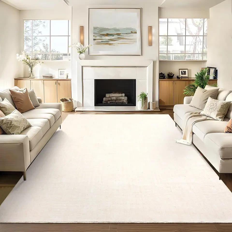 GarveeHome Washable Rugs 9x12 Area Rug for Living Room, Modern Solid Rug with Non Slip Backing, Plain Rug for Bedroom, Distressed Stain Resistant Accent Rug for Dining Room Farmhouse Dorm, Beige