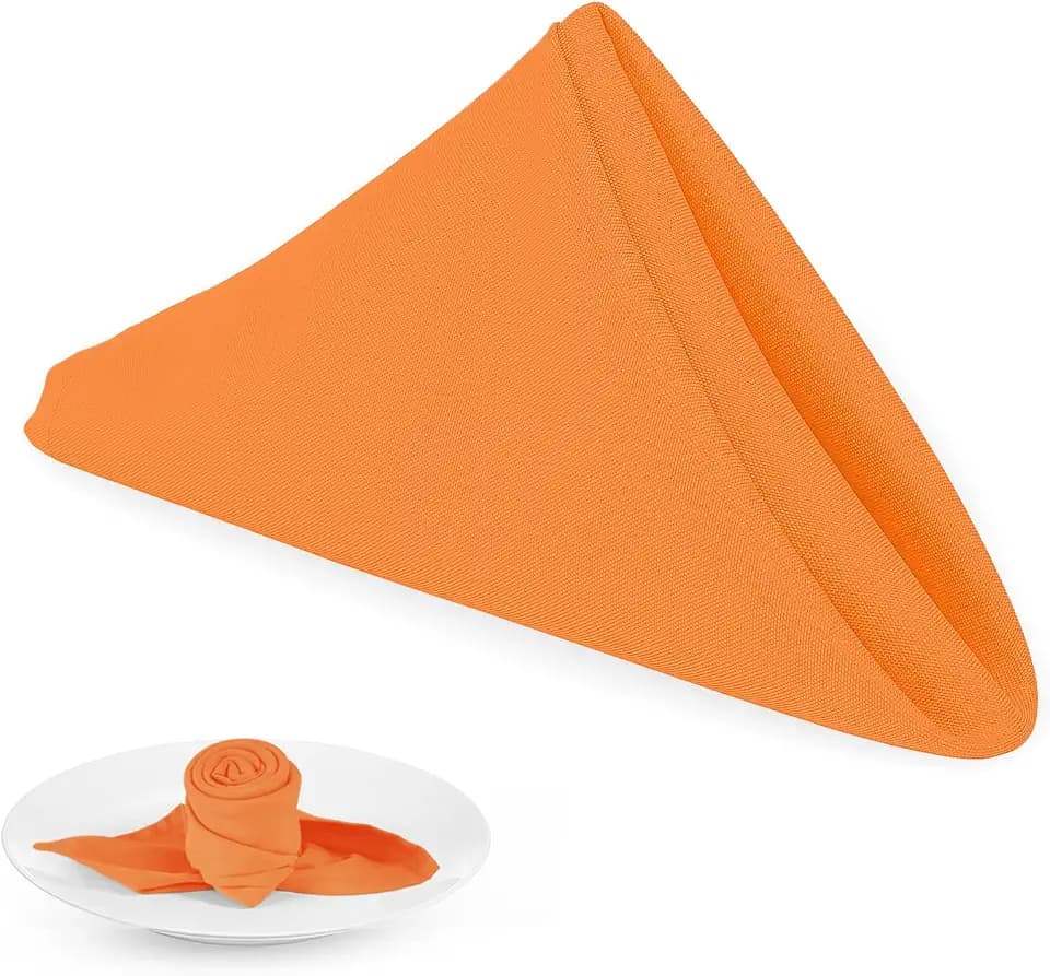 PLOYMONO Orange Cloth Napkins - 8 Pack 17" x 17" Washable Polyester Napkins