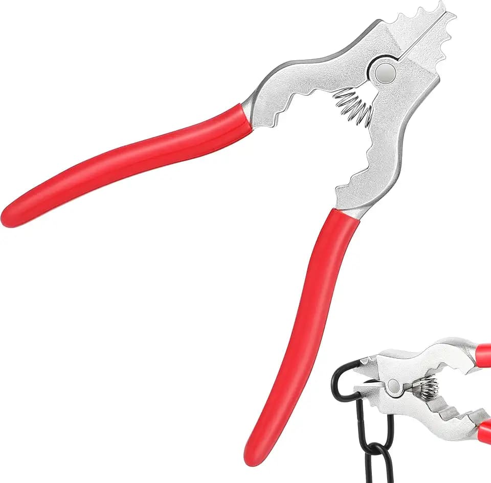 1 Pcs Chain Pliers, 7 Inch Fixture Link Pliers, Malleable Iron Chain Pincers, Opener Closer Remover Pincers, Light Link Tool with Rubber Grip for Chandelier Shackle Light Fixture Accessories, Red