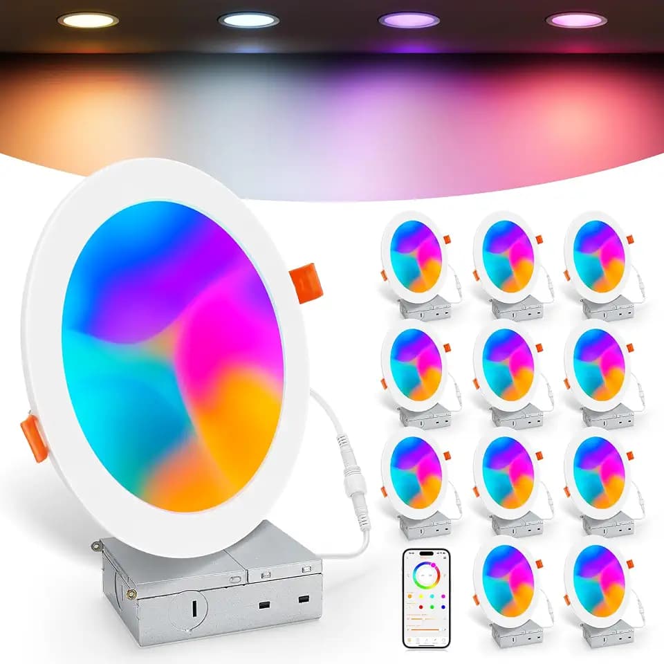 Smart Recessed Lighting 6 Inch, Color Changing LED Canless Recessed Lights