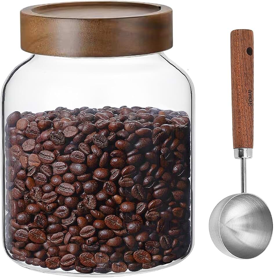 50 Fl oz/ 1500ml Clear Glass Jar with Airtight Screw on Wood Lid and Scoop