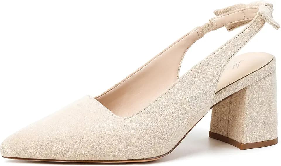 Mostrin Block Slingback Heels for Women Pointed Closed Toe Chunky Heels Office Work Shoes Women's Pumps for Business Casual
