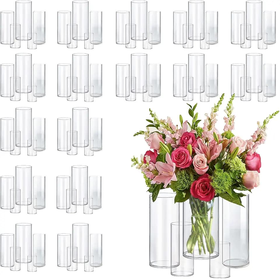 OGEH Glass Vase Cylinder Vases for Centerpieces Clear 80pack-4+6+8+8+10inch