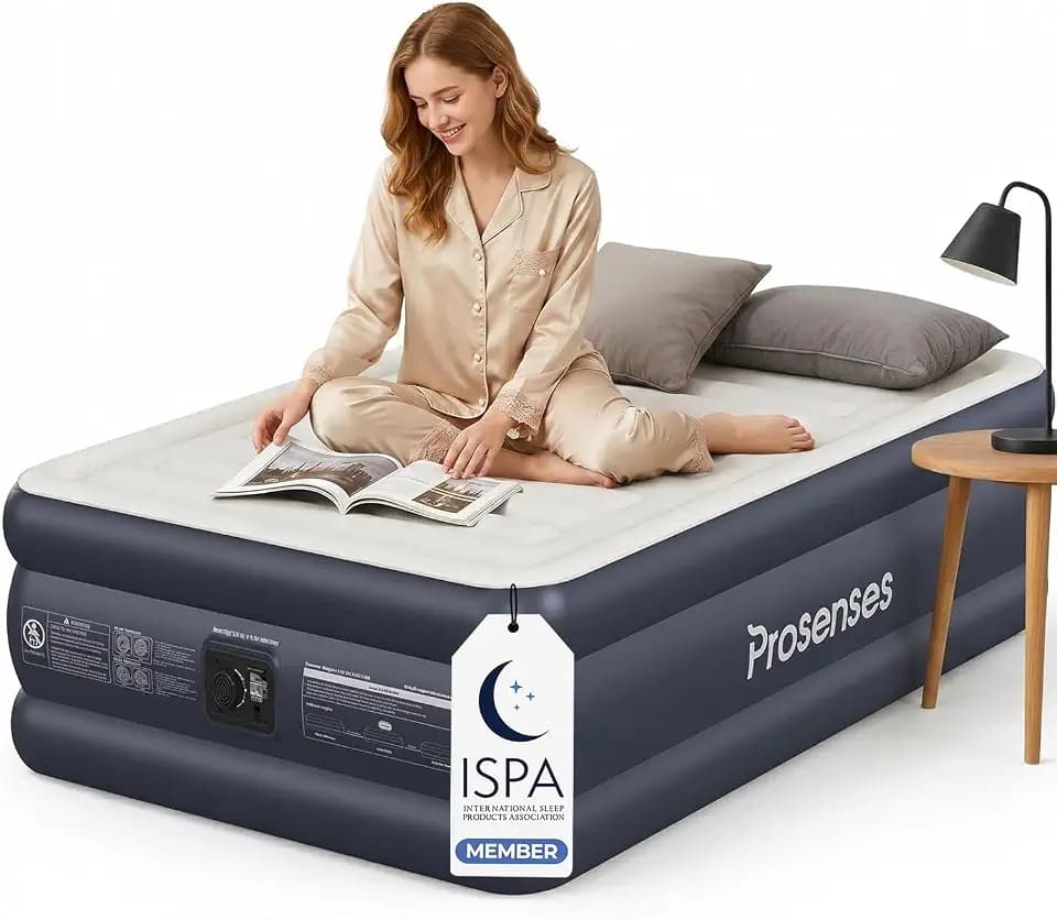 Twin XL Air Mattress with Built-in Pump 18in, Airtight Bonding