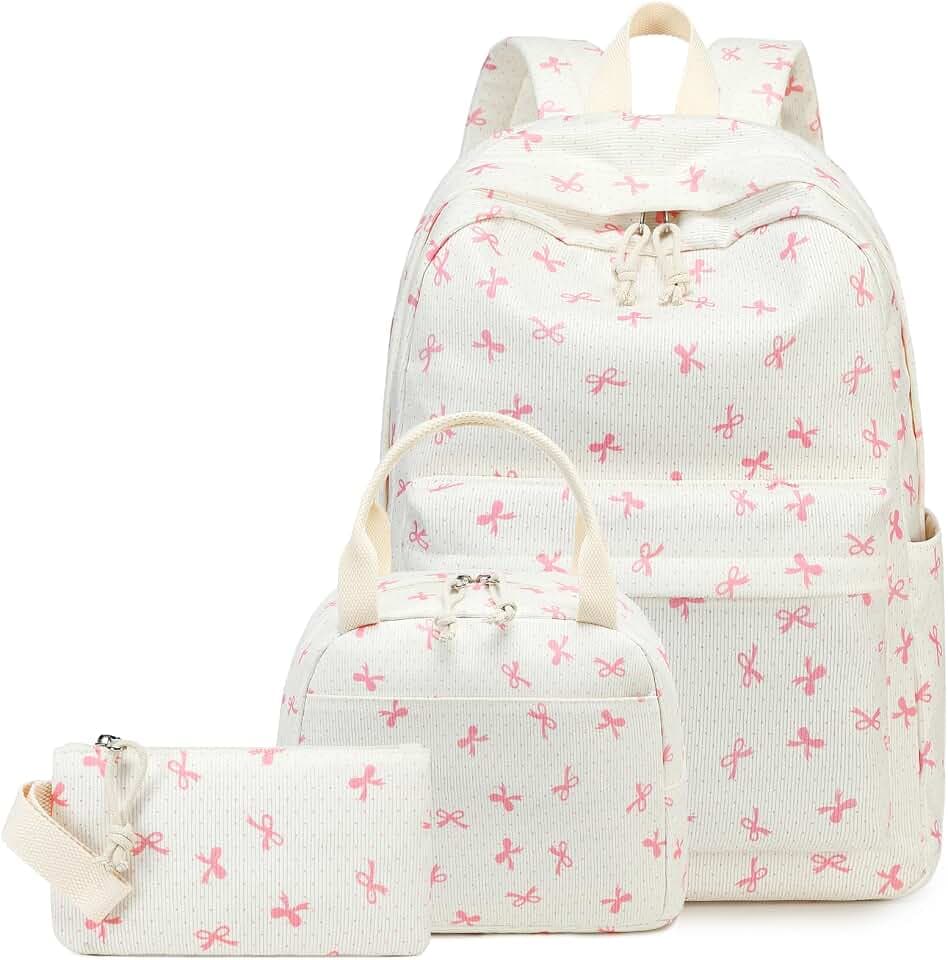 LEDAOU Backpack for Girls School Bag Kids Bookbag Teen Backpack Set Daypack with Lunch Bag and Pencil Case
