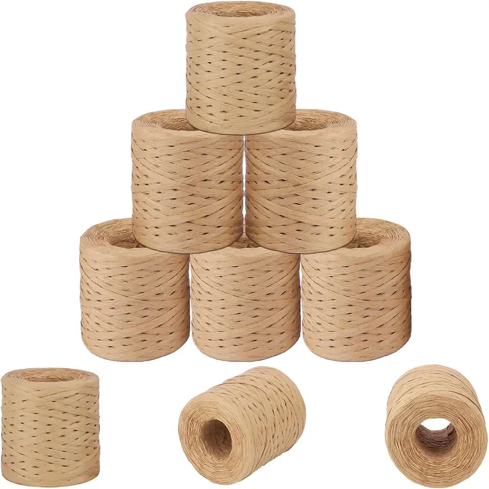 9 Roll 218 Yards Raffia Ribbon, Versatile Raffia Yarn for Crochet