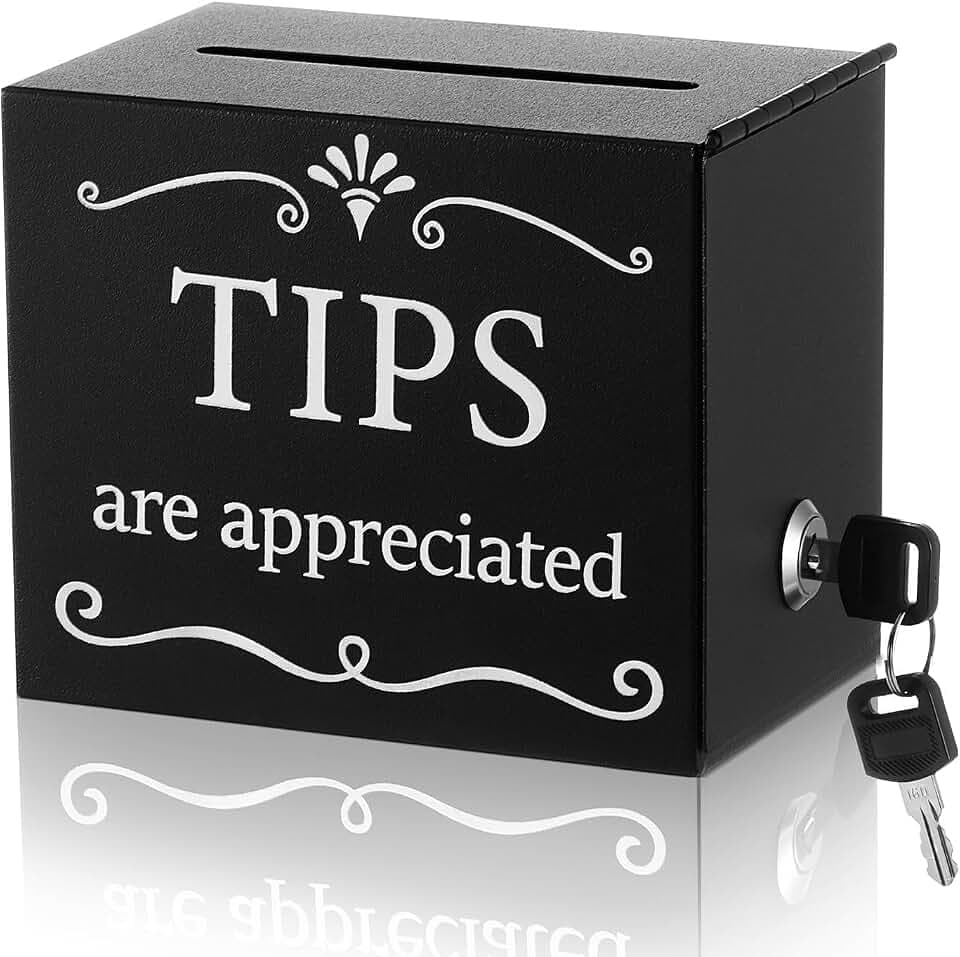 Vesici Metal Lockable Tip Jar with 2 Keys, 6 x 4 x 5 Inch Donation Box