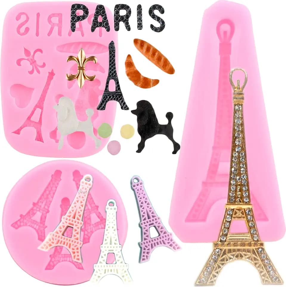 Mujiang Eiffel Tower Silicone Molds I Love Paris Fondant Mold Set Of 3