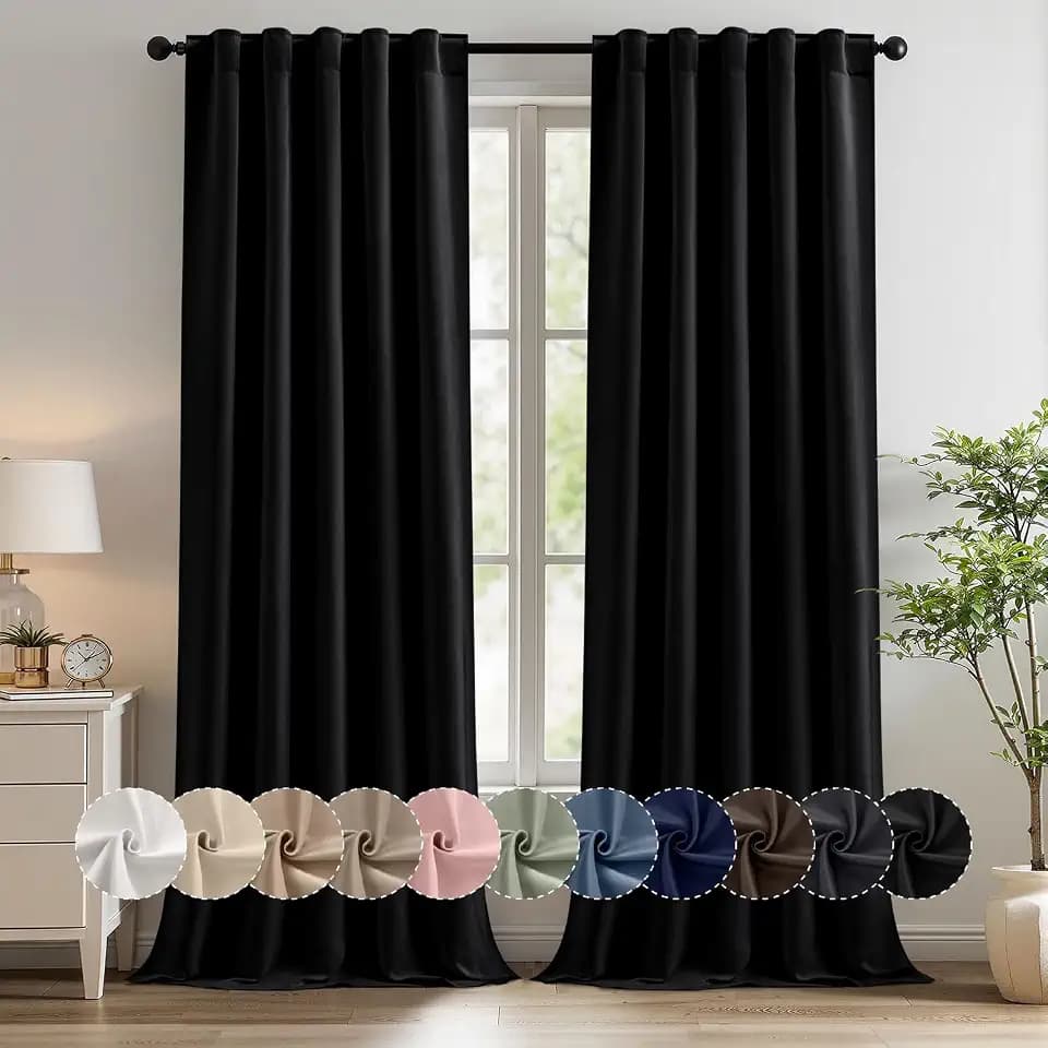 MIULEE Black Pinch Pleat Blackout Curtains 40x120 Inch Length 2 Panels Set