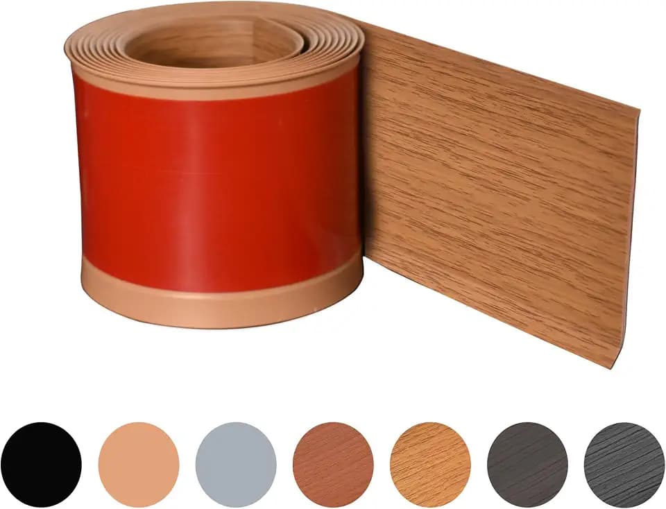 Oak Wall Molding Trim 6 Inch x 40 Feet, Wall Base Baseboard Molding Trim Flexible Self Adhesive Rubber Wall Base Moulding Trim Peel and Stick Design Home Decoration Skirting Line