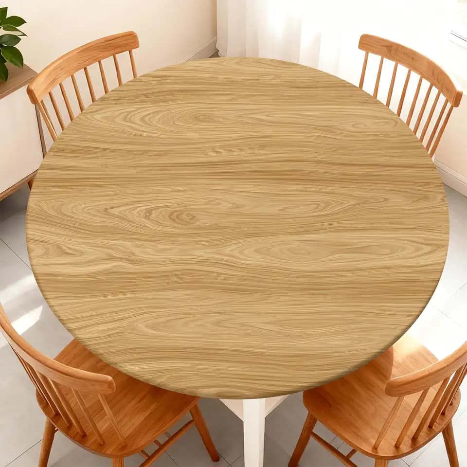 Round Fitted Tablecloth with Elastic Edge Fits 32"-36" Round Tables