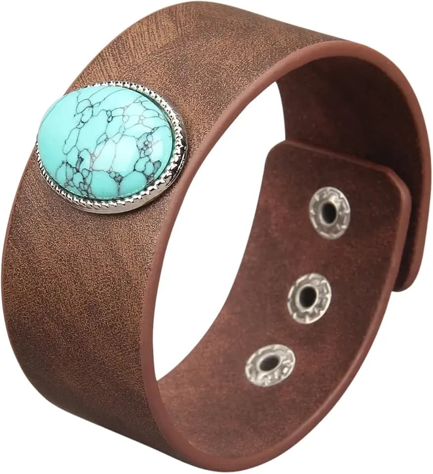 GelConnie Leather Cuff Bracelet Punk Braided Bracelets Rock Leather Wristbands Faux Mens Leather Bracelet Gothic Viking Bangle Adjustable Wrap Bracelet for Women,Men