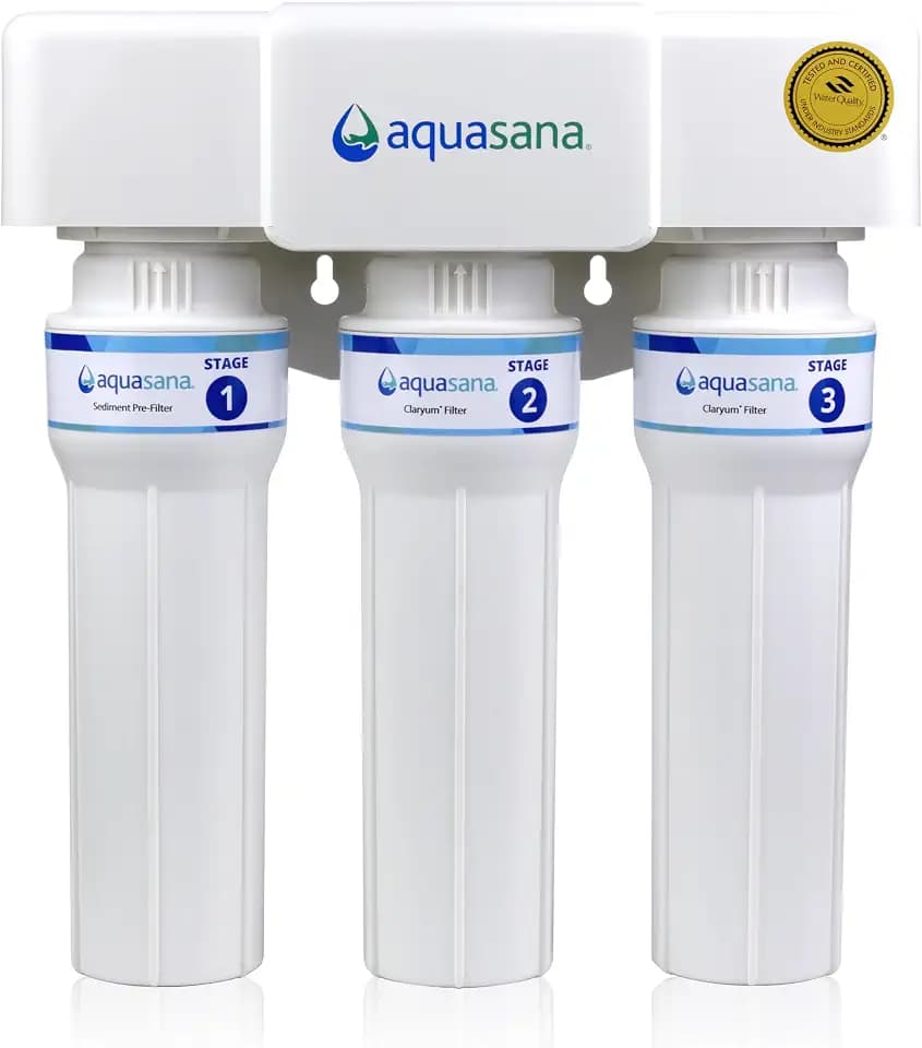 Aquasana Under Sink Water Filter | Claryum 3-Stage Max Flow | AQ-6300M-NF