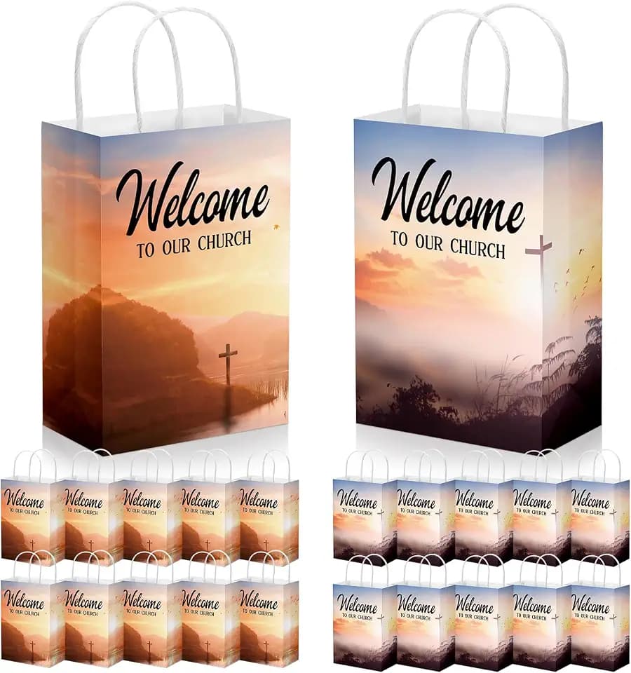 Chuangdi 50 Pcs Church Welcome Bags Bulk, 5.91 x 3.15 x 8.27 Inches