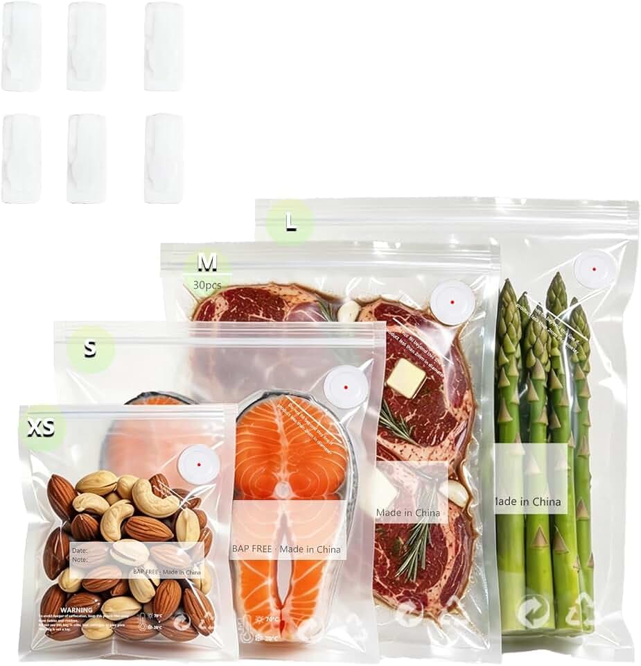 10.2 * 13.4 Inches Reusable Vacuum Sealer Bags for Food – 30 Packs