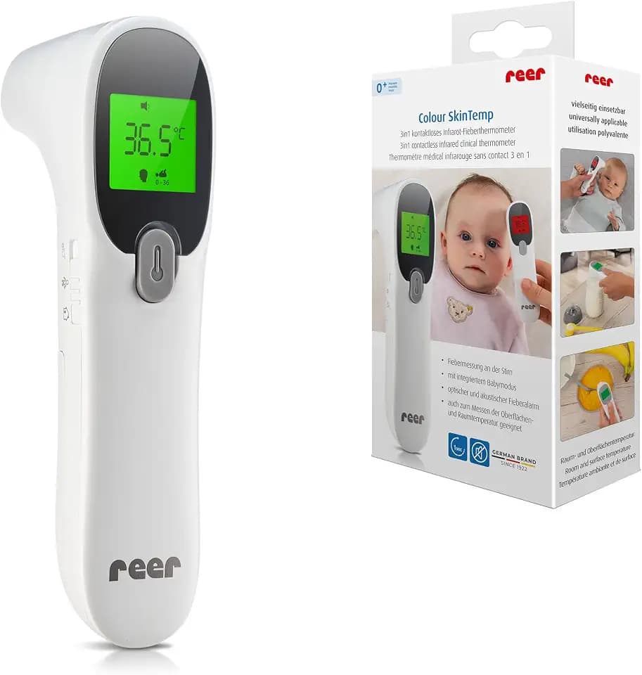reer Colour SkinTemp 3in1 | kontaktloses Infrarot-Fieberthermometer | für eine genaue Messung an der Stirn | ideal für Babys und Kinder
