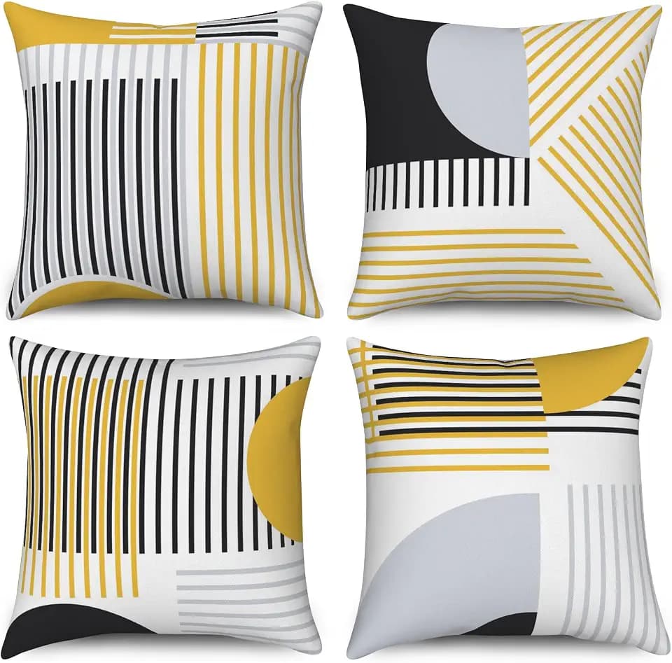 Modern Minimalist Pillow Covers Geometric Stripe 20x20 Set of 4