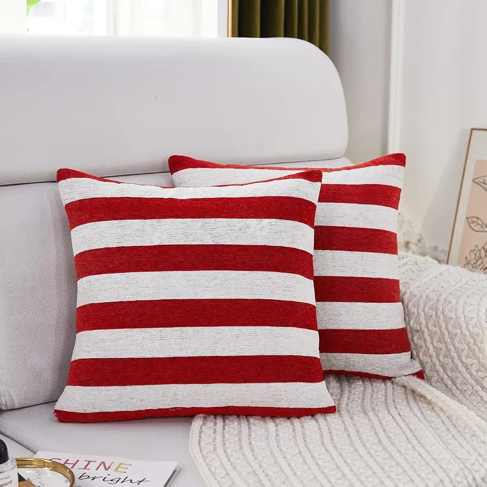 Sunday Praise Patriotic Decorative Chenille Throw Pillow Covers 24x24 Red