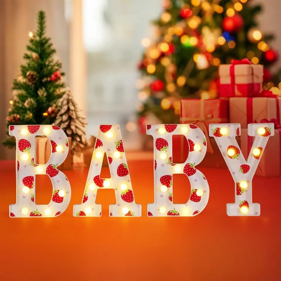 Strawberry Baby Shower Decorations for Girl,A Berry Sweet Baby Is On The Way Decor,Its A Girl Strawberry Themed Paryt Decorations,Light Up Sign for Centerpieces Table Gender Reveal Decoration