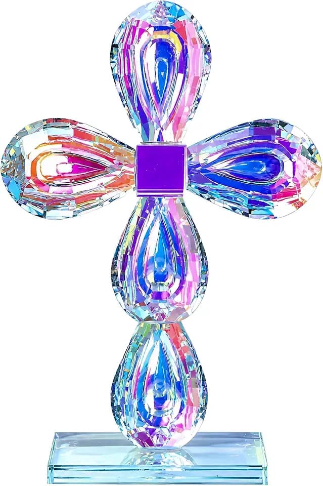 QFkris Colorful Crystal Cross Standing Decor