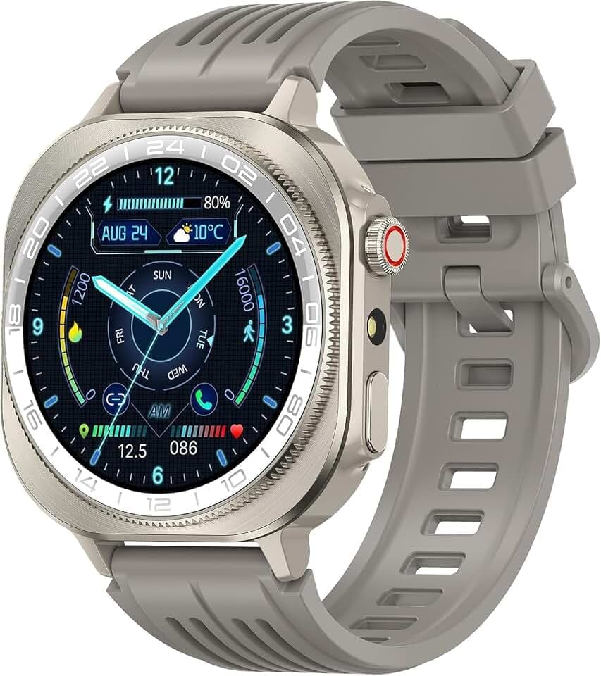 Soudorv Smartwatch Herren Damen, 2025 AMOLED Touch-Display Smart Watch mit Telefonfunktion, 1.43″ Fitnessuhr mit LED Taschenlampe/130+ Sportmodi/Herzfrequenz/Schlafmonitor, IP68 Wasserdicht Sportuhr