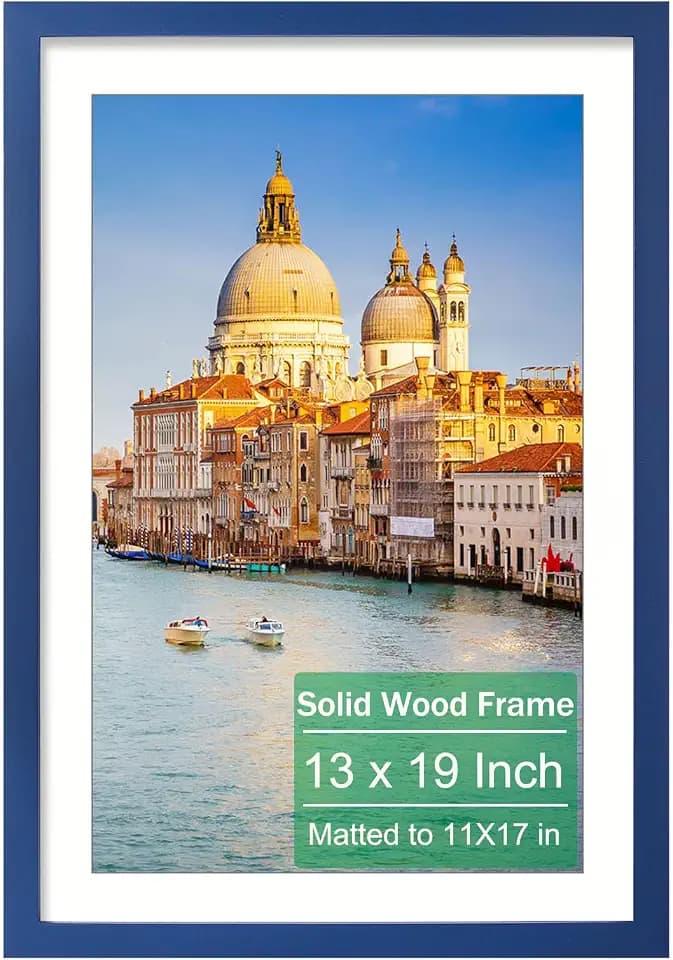 wyooxoo 13x19 Picture Frame Solid Wood Photo Frame For Wall Decor,Dark blue