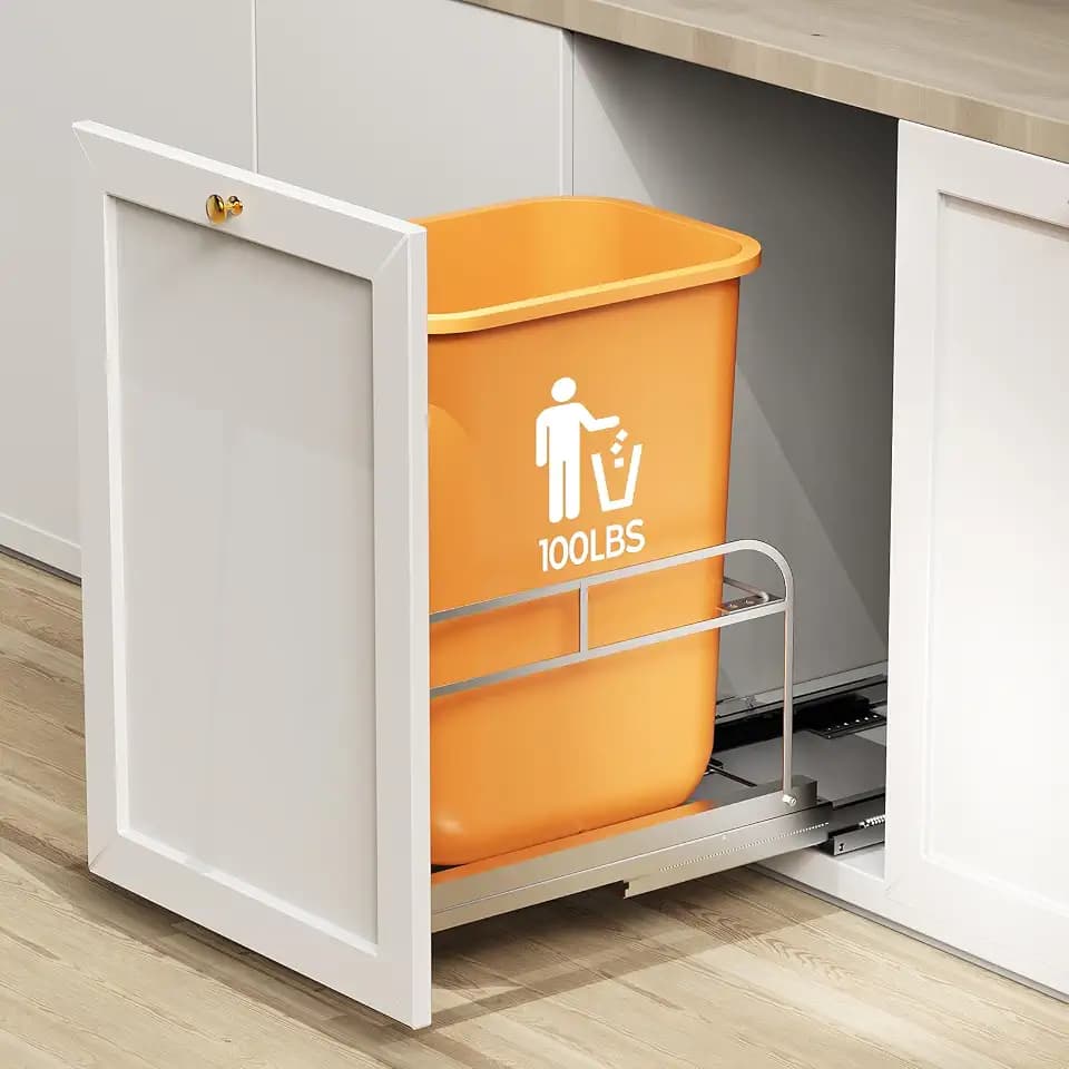 Cabinet Trash Can Pull-Out Kit with Soft-Close Slides, Door-Mount