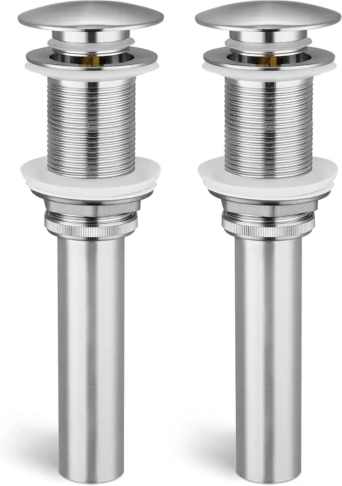 KES Bathroom Sink Drain Without Overflow, Brushed Nickel Pop Up Drain