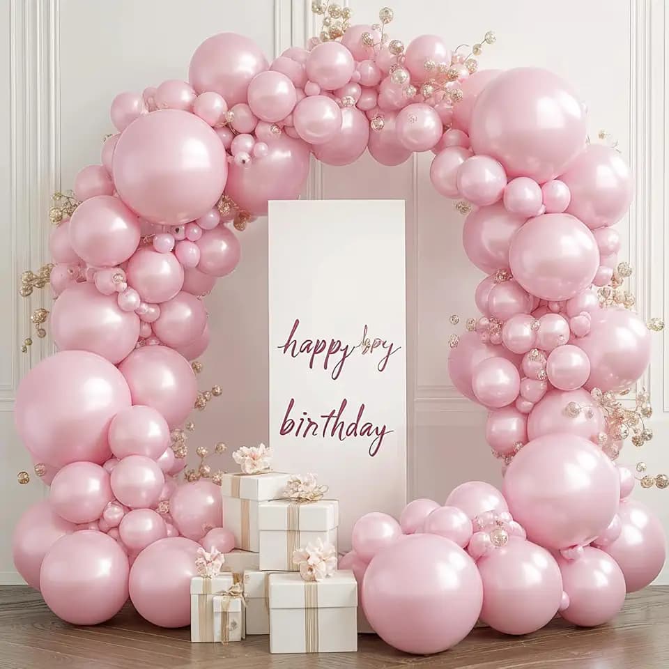 Pearl Pink Balloons Arch Kit Double Stuffed