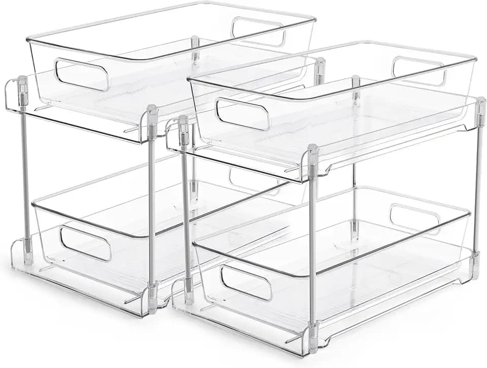 Vtopmart 2 Pack Pull Out Bathroom Under Sink Organizer (S-Standard)