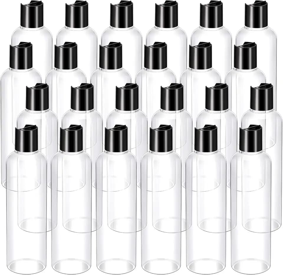 Nuenen 8 oz 24 Pcs Plastic Empty Bottles Squeeze Travel Containers, Clear